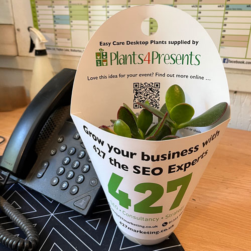 plants in promotional carry home sleeves